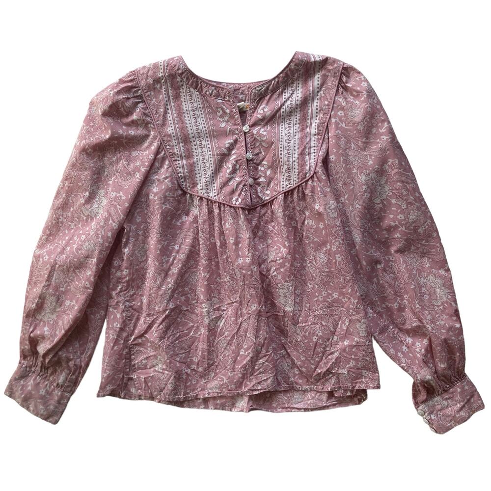 C&C California Cotton Floral Print Blouse Size M Romantic Academia Cottagecore